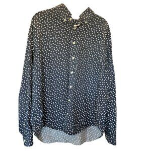 Merona Men’s XXL Navy Floral Print Button Down Long Sleeve Shirt